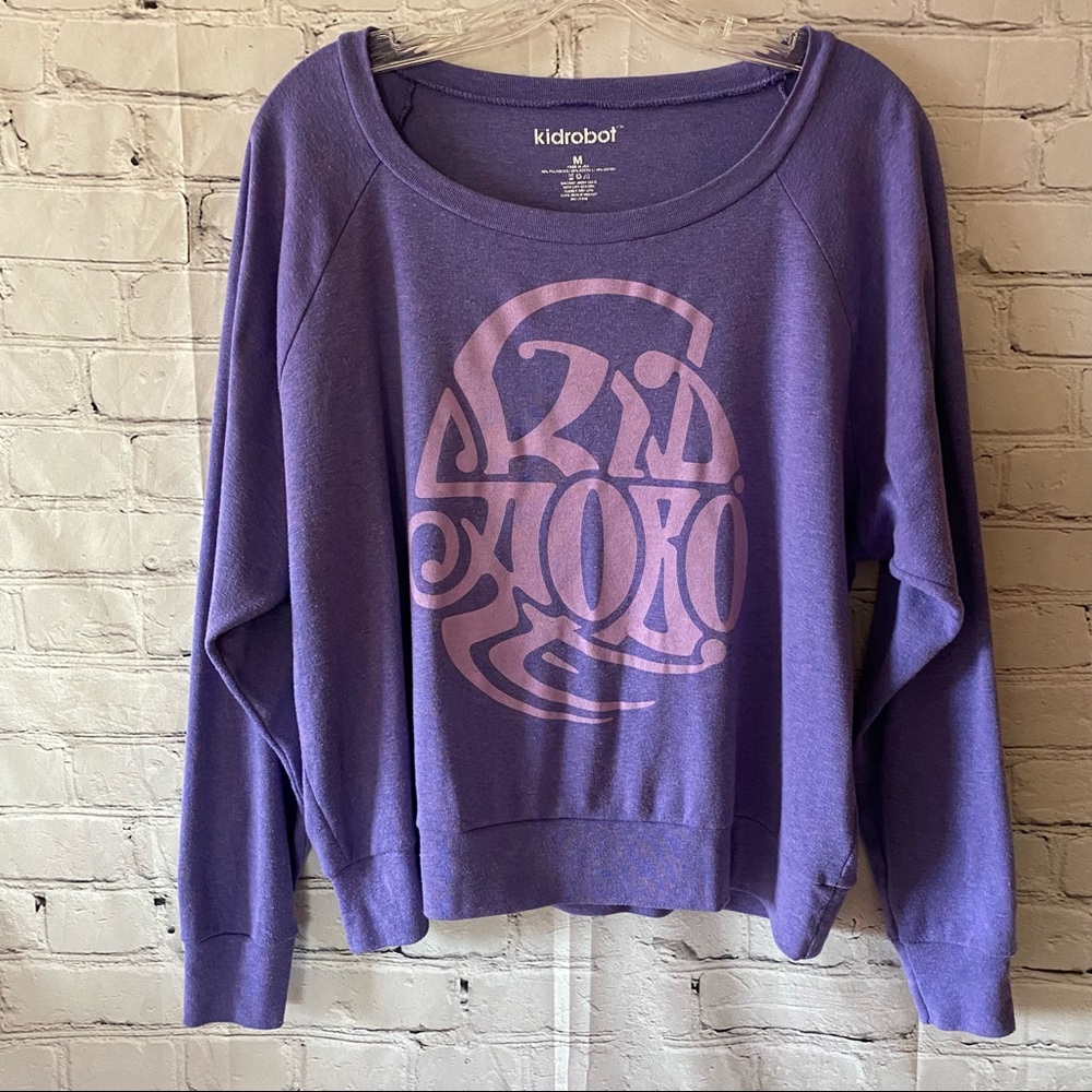 Kidrobot Rare Retro Logo Print Tagless Purple Sweatshirt MEDIUM